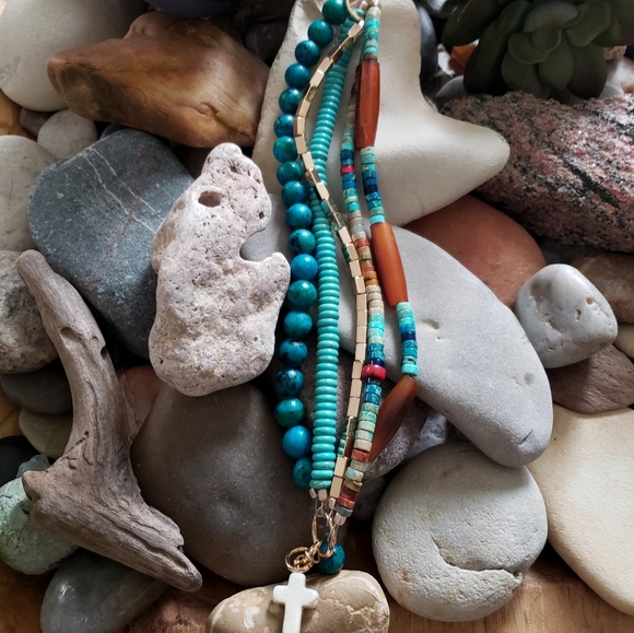 Multi-strand Turquoise Beaded Bracelet - Picture 3 of 4